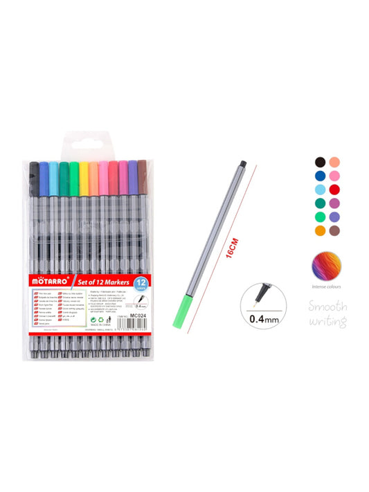 Motarro Fine Liners - 0.4 mm, 12-Piece
