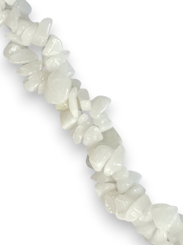 Semi - Precious Stone Beads - Small Chips, White Jade, ±5 - 8 mm