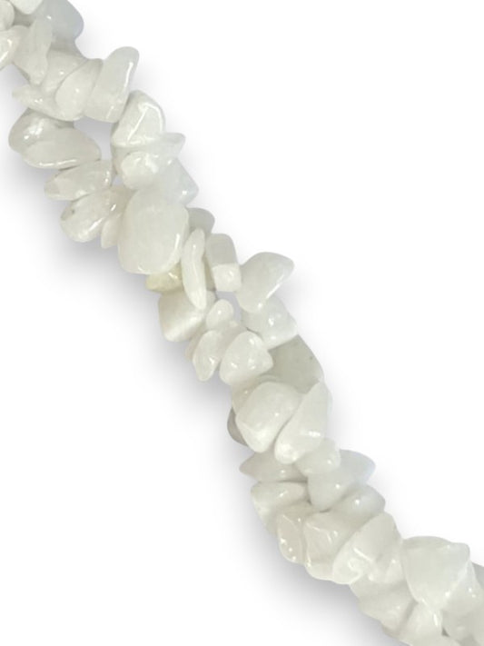 Semi - Precious Stone Beads - Small Chips, White Jade, ±5 - 8 mm