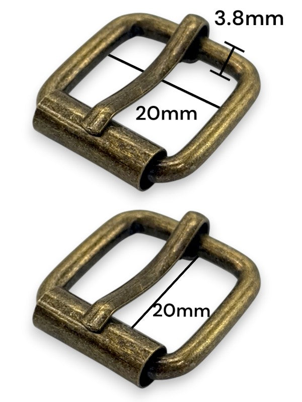Buckle - Antique Brass, Inside: Width 20 mm, Height 20 mm, Thickness 3.8 mm, ±20-Piece