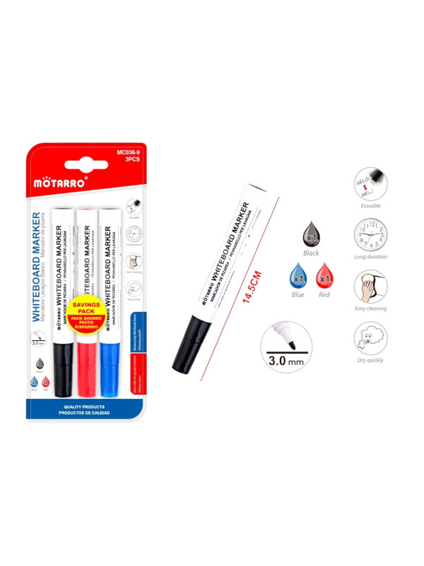 Motarro Whiteboard Marker - 3 mm, 3-Piece