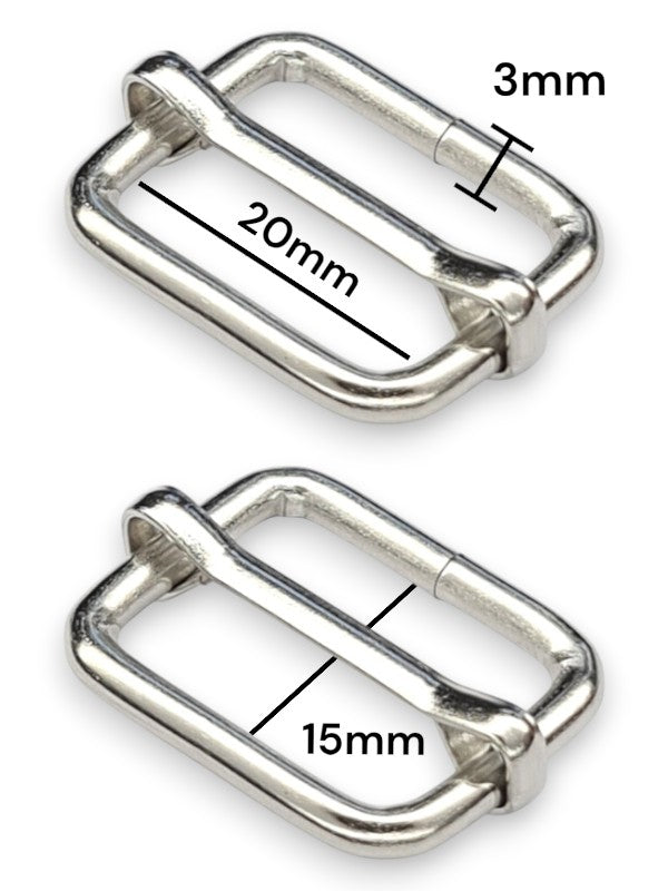 Slider - Silver, Inside: Width 20 mm, Height 15 mm, Thickness 3 mm, ±50-Piece