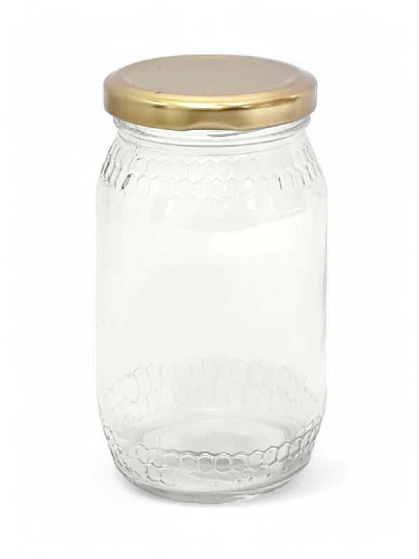 Glass Jar - Metal Gold Lid, 330 ml, ±120×70 mm
