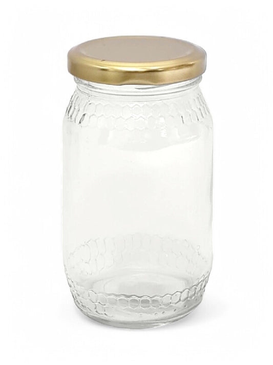 Glass Jar - Metal Gold Lid, 330 ml, ±120×70 mm