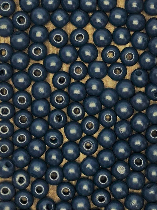 Painted Wooden Beads - 25 mm Navy Blue
