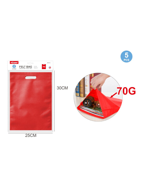 Motarro Felt Bag - Red, 25x30 cm, 70 g, 5-Piece