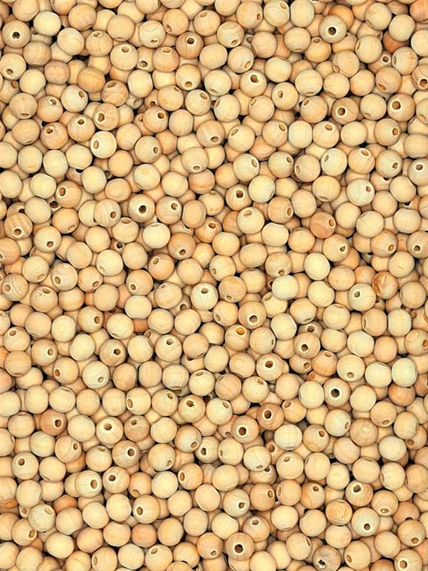 Raw Grass Wooden Beads - Round - 10 mm, Hole 3 mm, Unvarnished