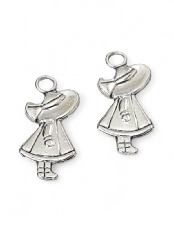 Metal Charm - Girl With Hat ±25×11 mm ±40-Piece