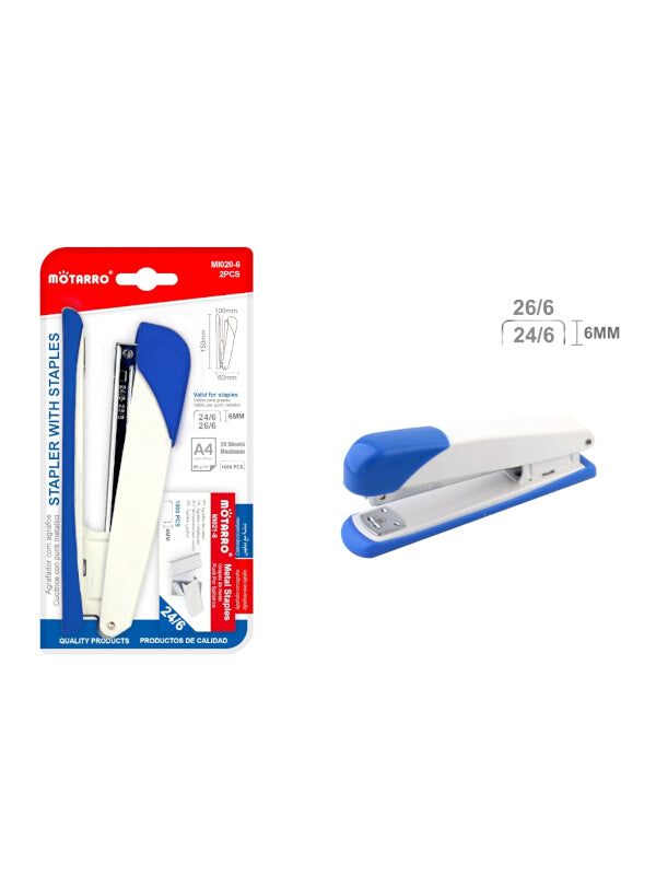 Motarro Stapler With Staples - Blue, 2-Piece