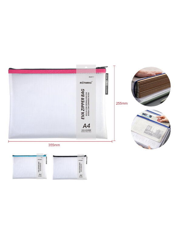 Motarro EVA Zipping Bag - A4, Pink, 355x255 mm