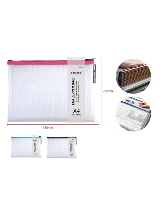 Motarro EVA Zipping Bag - A4, Pink, 355x255 mm