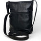 Leather SLING BAG - EXTRA LARGE - BLACK ±28×20×6 Cm