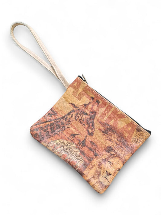 Leather PURSE WITH SLING - Animals - ±16×19×1 Cm