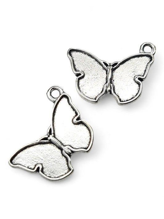 Metal Charm - Butterfly ±15×11 mm ±25-Piece (image On 1 Side Only)