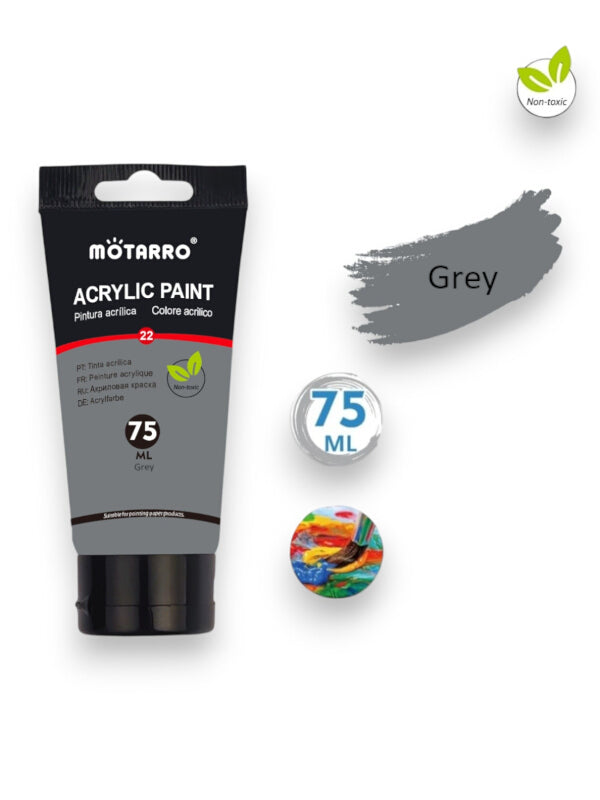 Motarro Acrylic Paint - Grey, 75 ml
