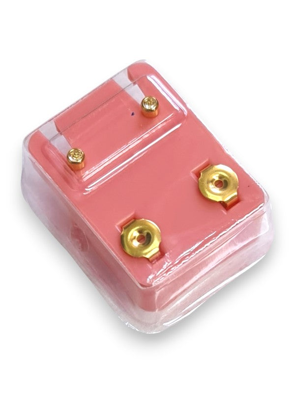 Earring Studs Mini Surgical Stainless Steel Gold Plated April Crystal Bezel - 12 Pairs