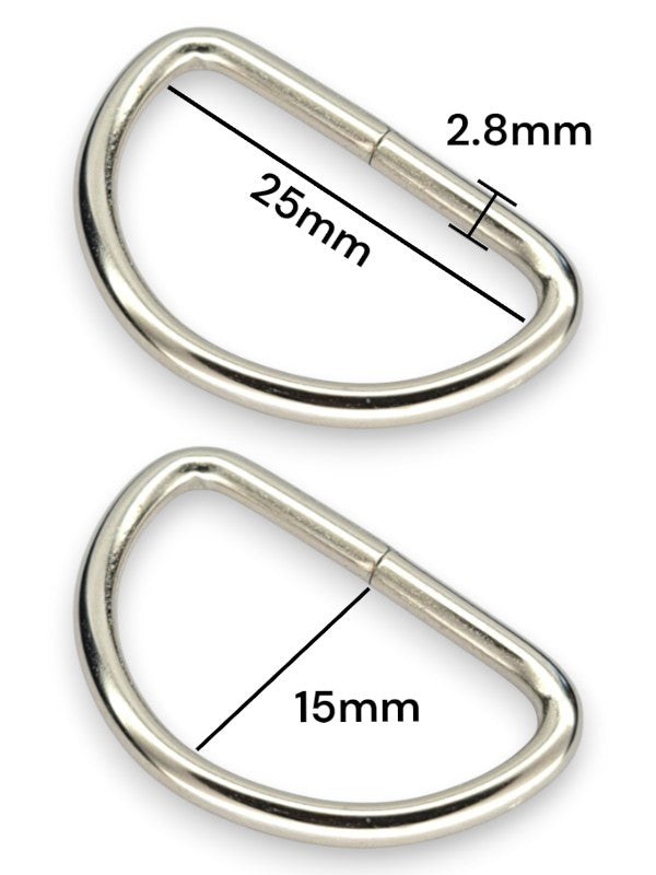 D - Ring - Silver, Inside: Width 25 mm, Height 15 mm, Thickness 2.8 mm, ±100-Piece