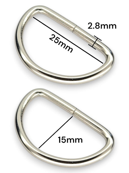 D - Ring - Silver, Inside: Width 25 mm, Height 15 mm, Thickness 2.8 mm, ±100-Piece