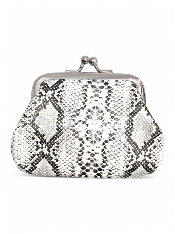 PURSE - WHITE - SNAKE SKIN - ±7.5×9.5×2 Cm