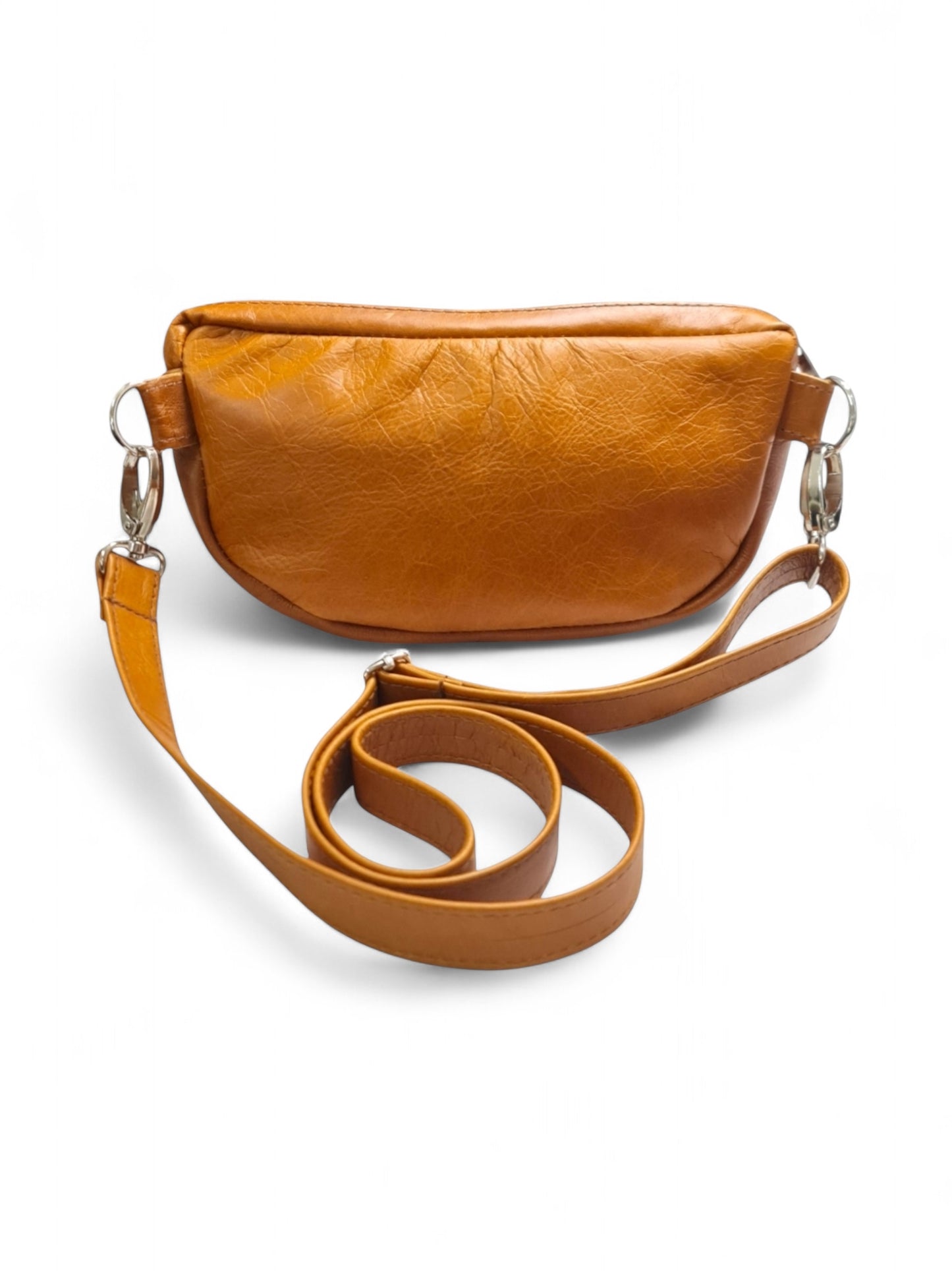 Leather Adjustable Crossbody SLING BAG - TAN - ±14×25×5 Cm