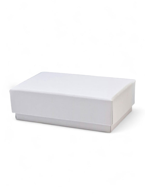 Jewellery Box - White ±2.5×8×5 cm, Pendant On Chain, Rings×2, Pierced Earrings