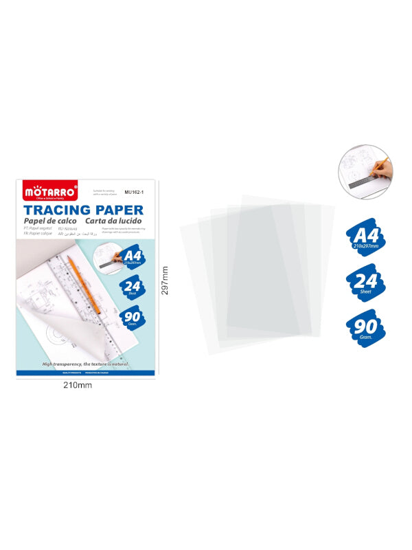 Motarro Tracing Paper - A4, 24 Sheets, 210x297 mm