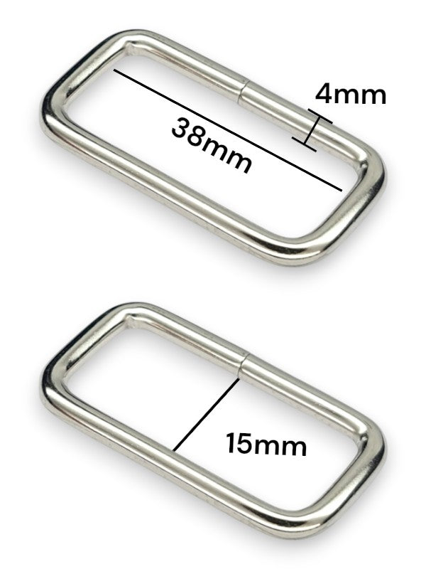 Square Ring - Silver, Inside: Width 38 mm, Height 15 mm, Thickness 4 mm, ±50-Piece