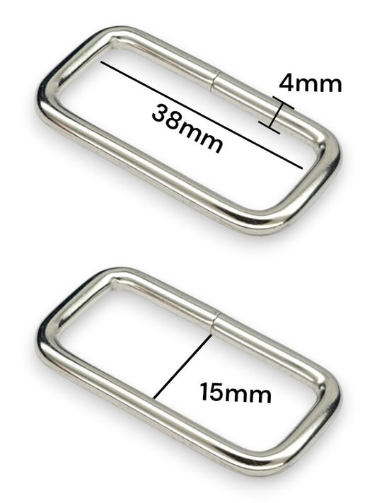Square Ring - Silver, Inside: Width 38 mm, Height 15 mm, Thickness 4 mm, ±50-Piece
