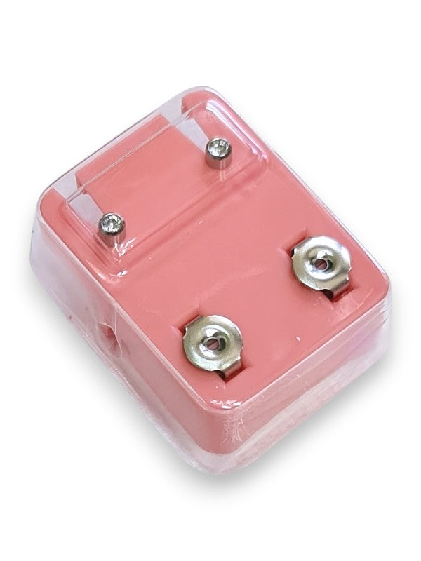 Sterilized Stainless STEEL EAR Piercing STUDS - MINI - Stainless STEEL - APRIL Crystal BEZEL