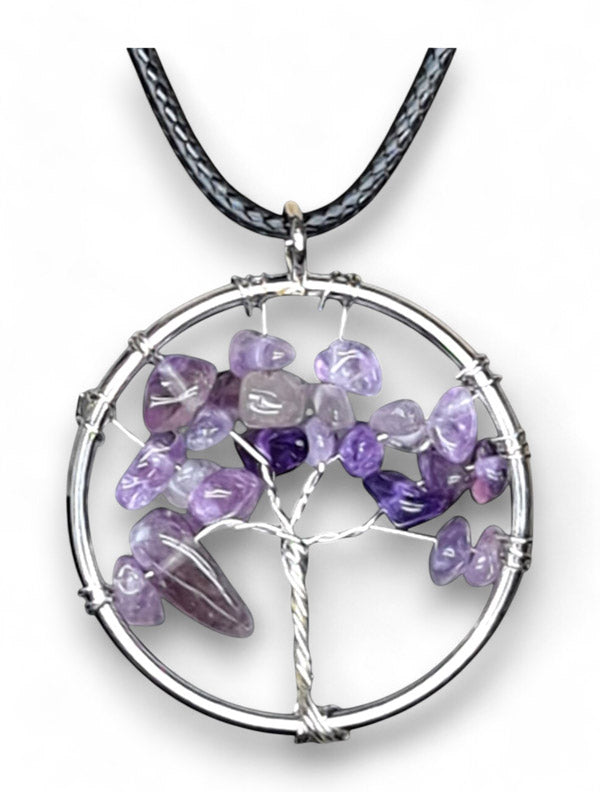 Earth Stone Beads - Tree Of Life, Round, Amethyst