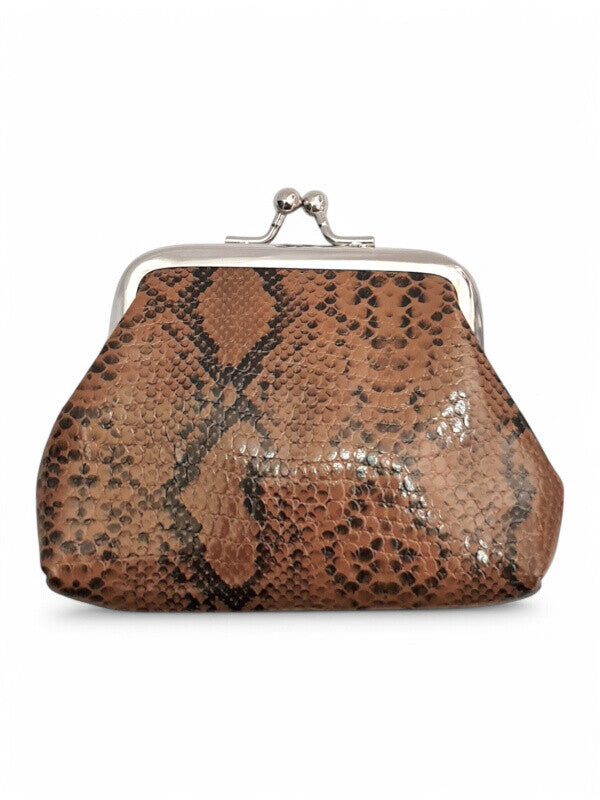 PURSE - BROWN - SNAKE SKIN - ±7.5×9.5×2 Cm
