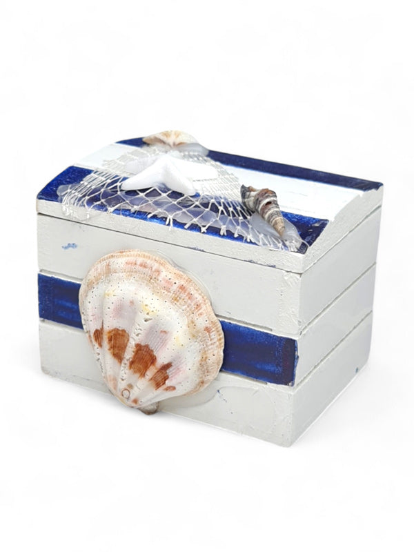 Nautical Treasure Box - White And Blue ±7.5×5.5×5.5 cm