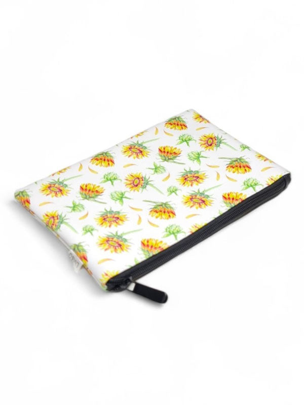 Sunflower Cosmetic BAG - WHITE AND Yellow - ±15×21×1 Cm