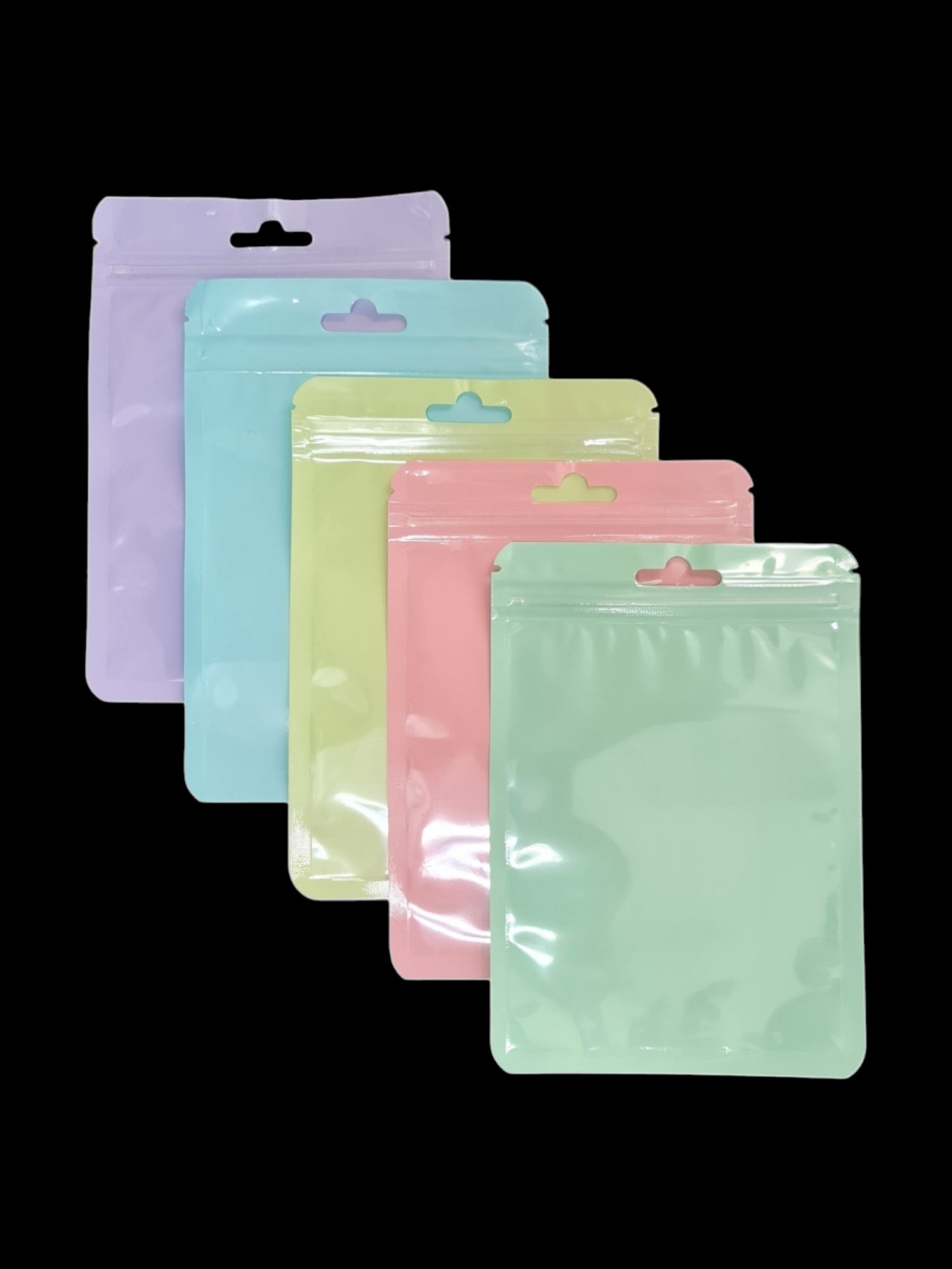 PET Ziplock BAG - Transparent FRONT WITH MIXED Colour Backing - Outside ±10.5×15 Cm - Inside ±9.5×12 Cm - Thickness 80 Micron