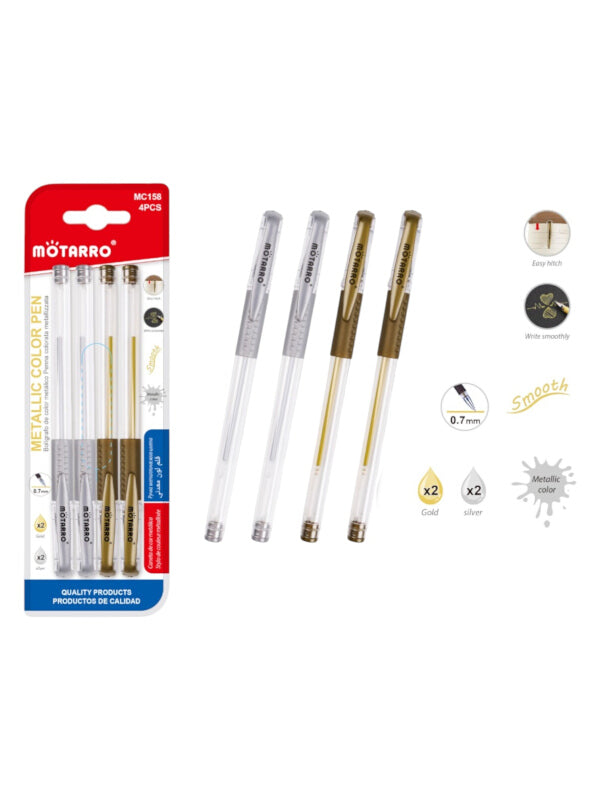 Motarro Metallic Colour Pen - 0.7 mm, 4-Piece