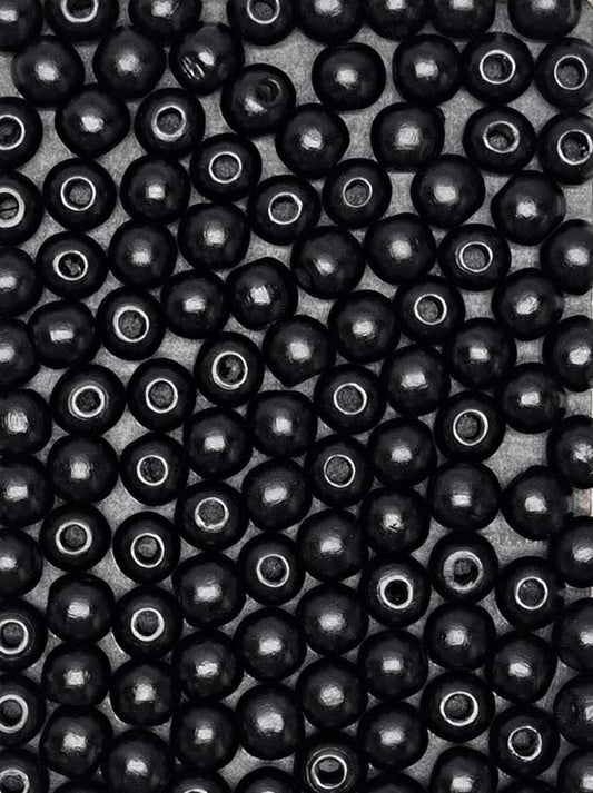 Painted Wooden Beads - 22 mm Black