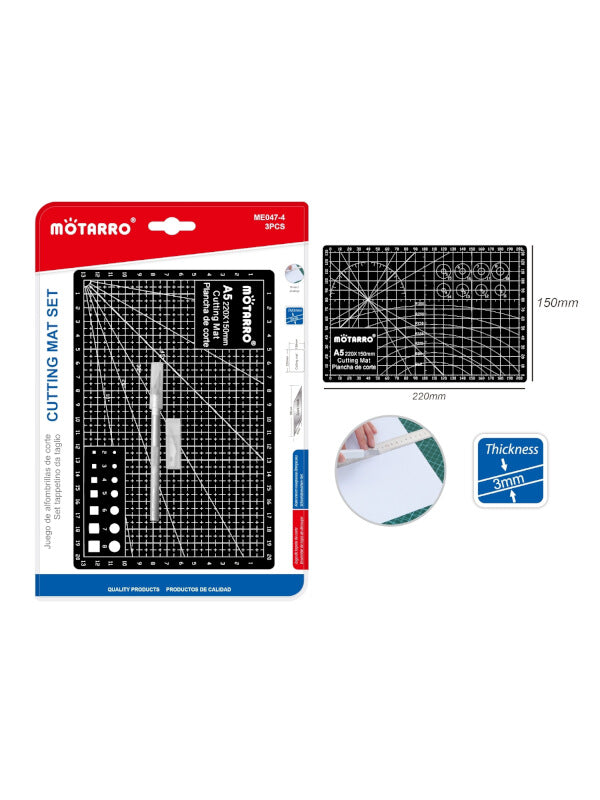 Motarro Cutting Mat Set - Black, A5, 3-Piece
