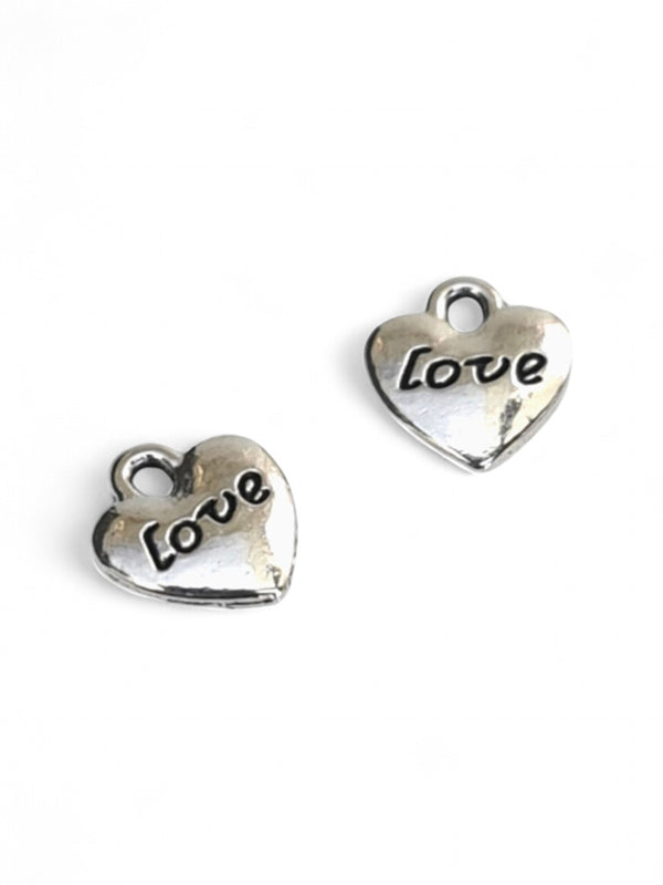 Metal Charm Hearts - Love ±11×10 mm ±100-Piece