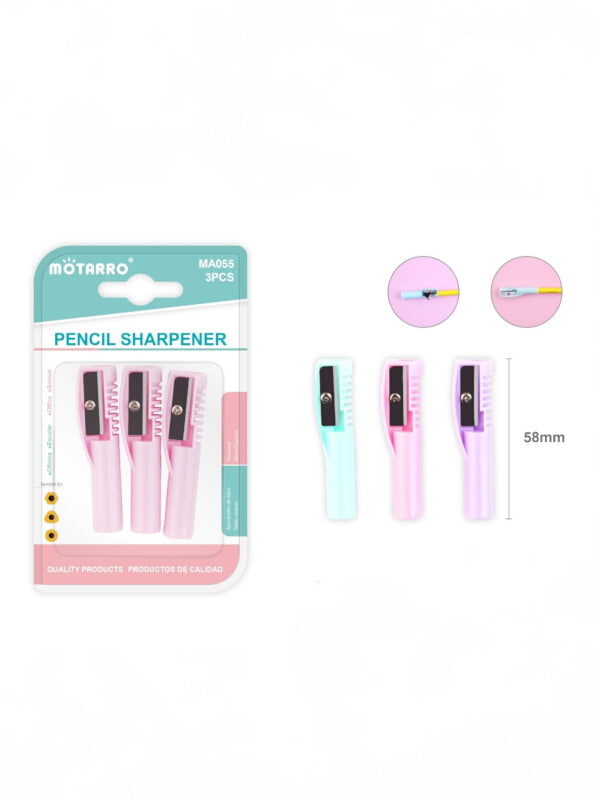 Motarro Pencil Sharpener - Pink, 58 mm, 3-Piece