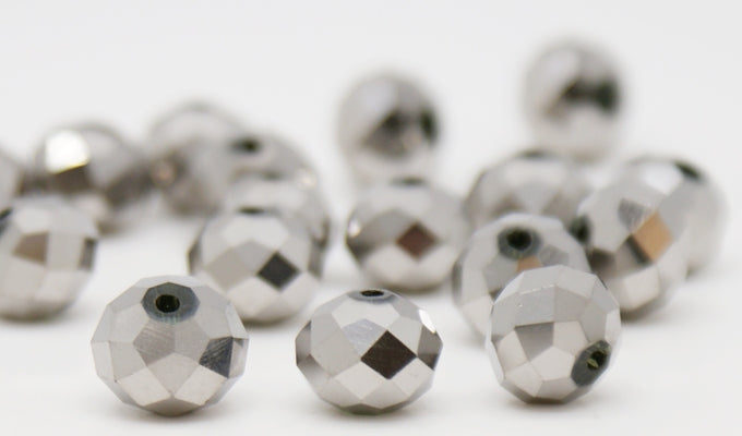 Glass Crystal Rondelle Metallic Faceted 3x4 mm (hole 1.0 mm)