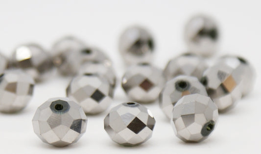Glass Crystal Rondelle Metallic Faceted 3x4 mm (hole 1.0 mm)