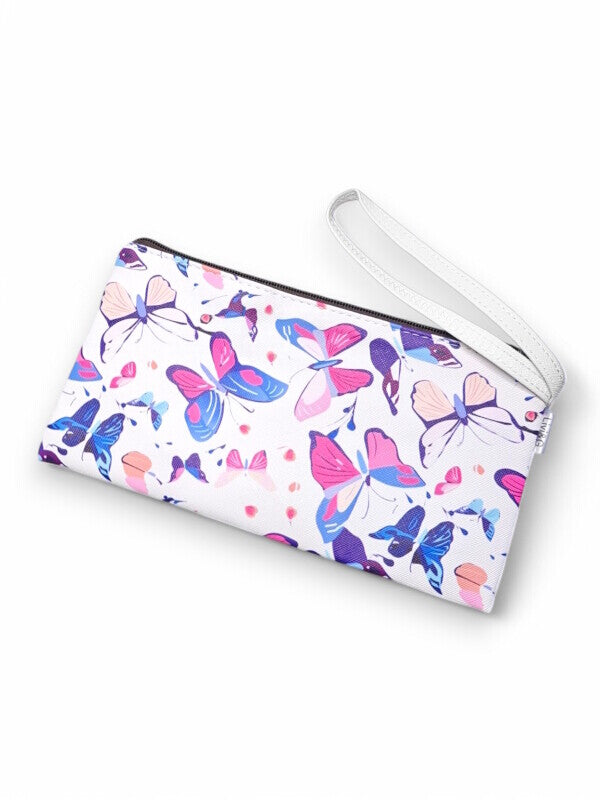 Pencil BAG - WHITE - Butterflies - ±12.5×24×1 Cm