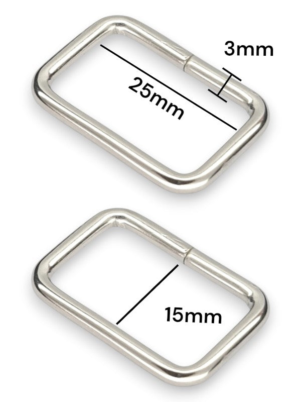 Square Ring - Silver, Inside: Width 25 mm, Height 15 mm, Thickness 3 mm, ±100-Piece