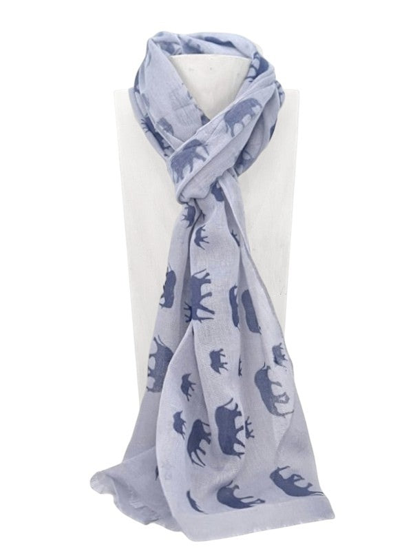 Scarf - Elephants, Grey, ±160×45 cm