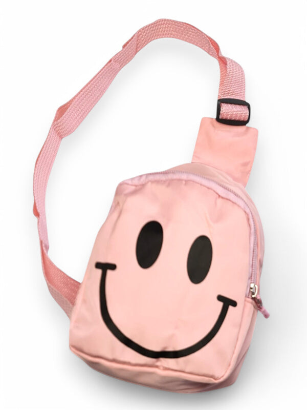 Kids Printed Body Bag - Smiley Face, Pink, ±17×13×6.5 cm