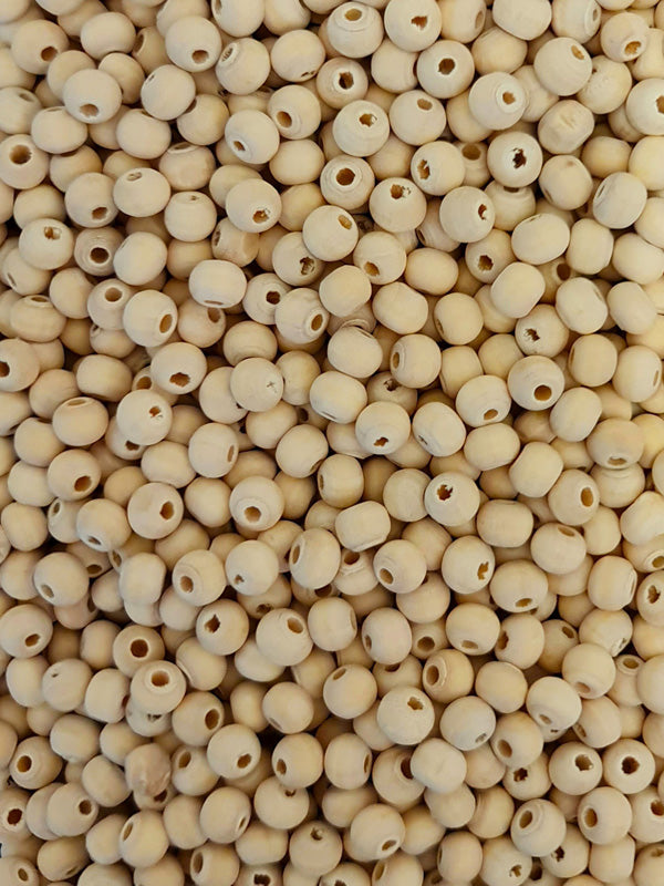 Wooden Beads - Round - 6 mm, Hole 2 - 3 mm, Unvarnished ±15000-Piece 1 kg