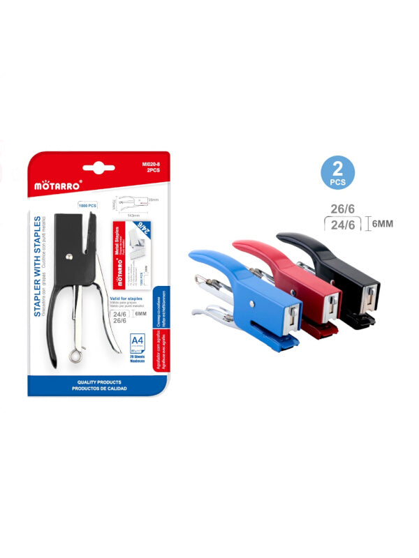 Motarro Stapler With Staples - Black, 6 mm, 2-Piece