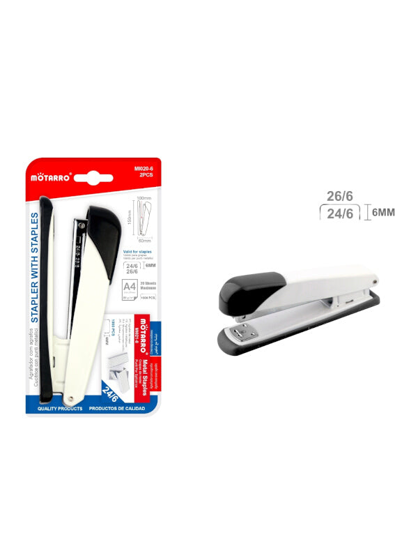 Motarro Stapler With Staples - Black, 2-Piece