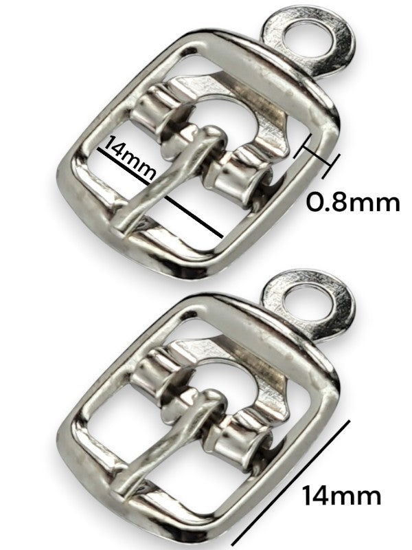 Buckle - Silver, Inside: Width 14 mm, Height 14 mm, Thickness 0.8 mm, ±100-Piece