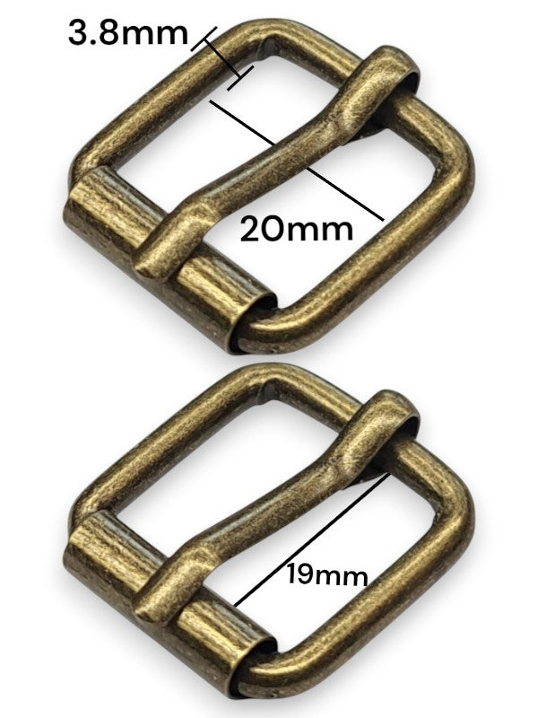Buckle - Antique Brass, Inside: Width 20 mm, Height 19 mm, Thickness 3.8 mm, ±25-Piece